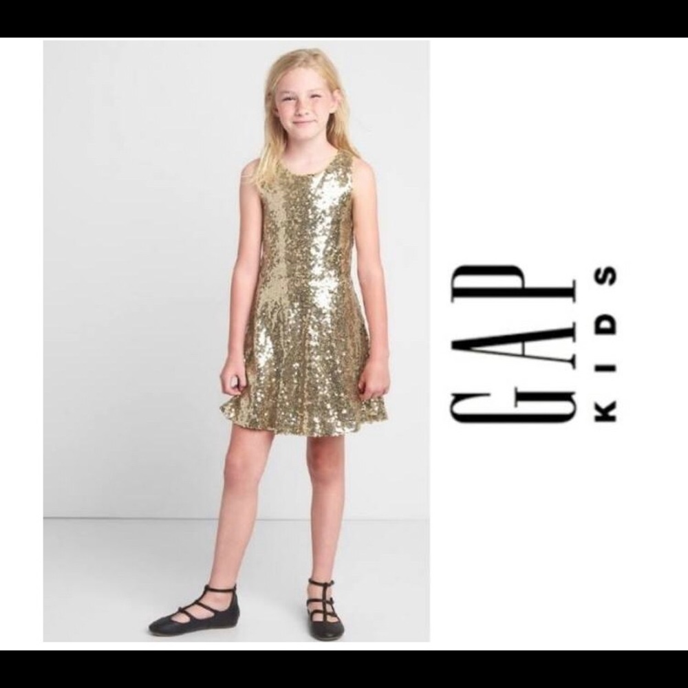 Girls Gold Sequin Dress